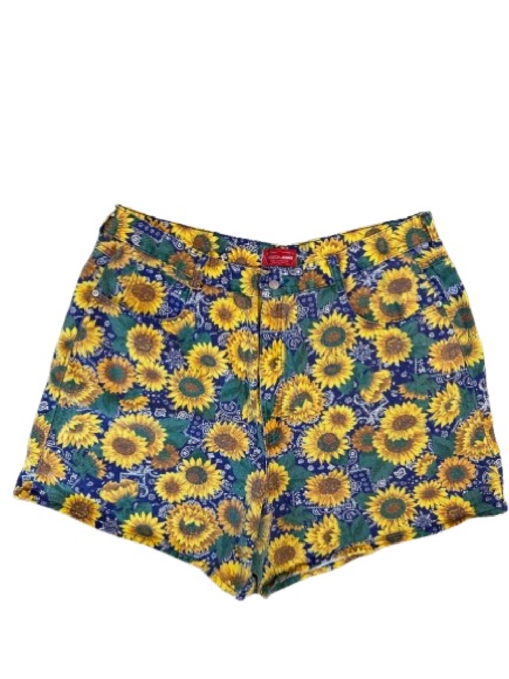 Vintage 90s Venezia Jeans Sunflower Paisley Bandana Womens Denim Shorts- size 24